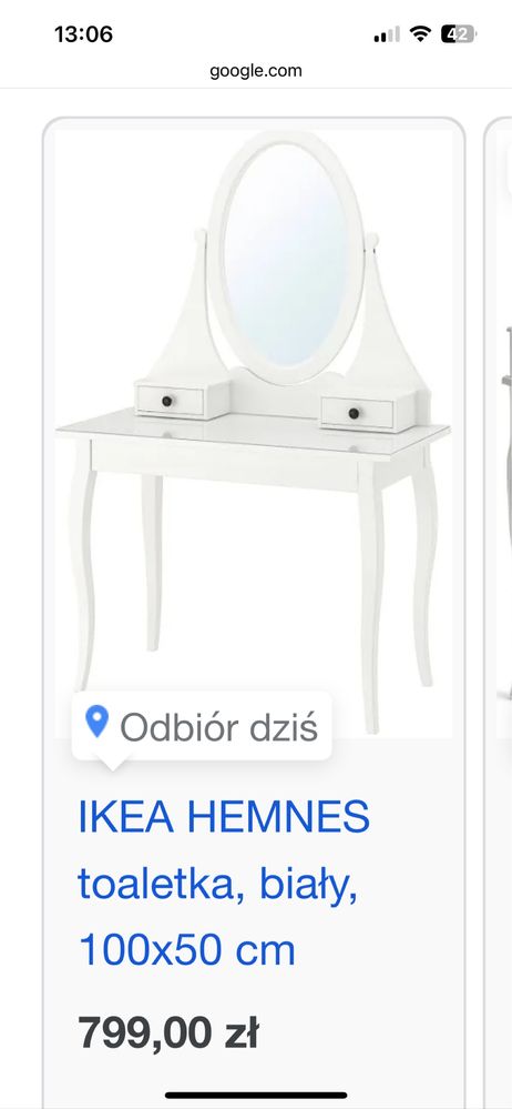 Biała toaletka hemnes ikea