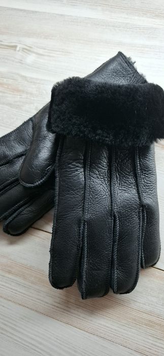 Перчатки кожа ягнёнка чёрные livergy новые