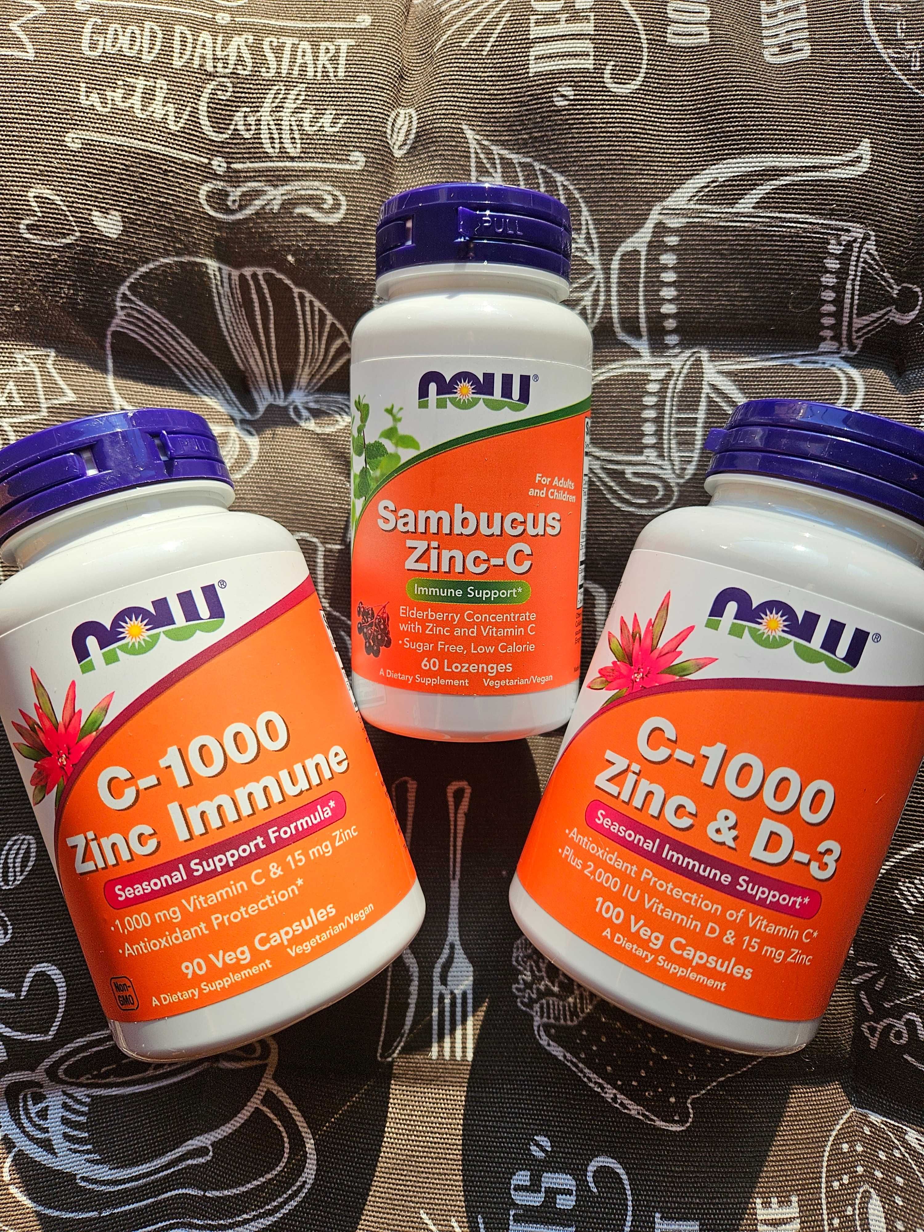 NOW Foods C 1000 з цинком Д D для зміцнення імунітету вітамін C бузина