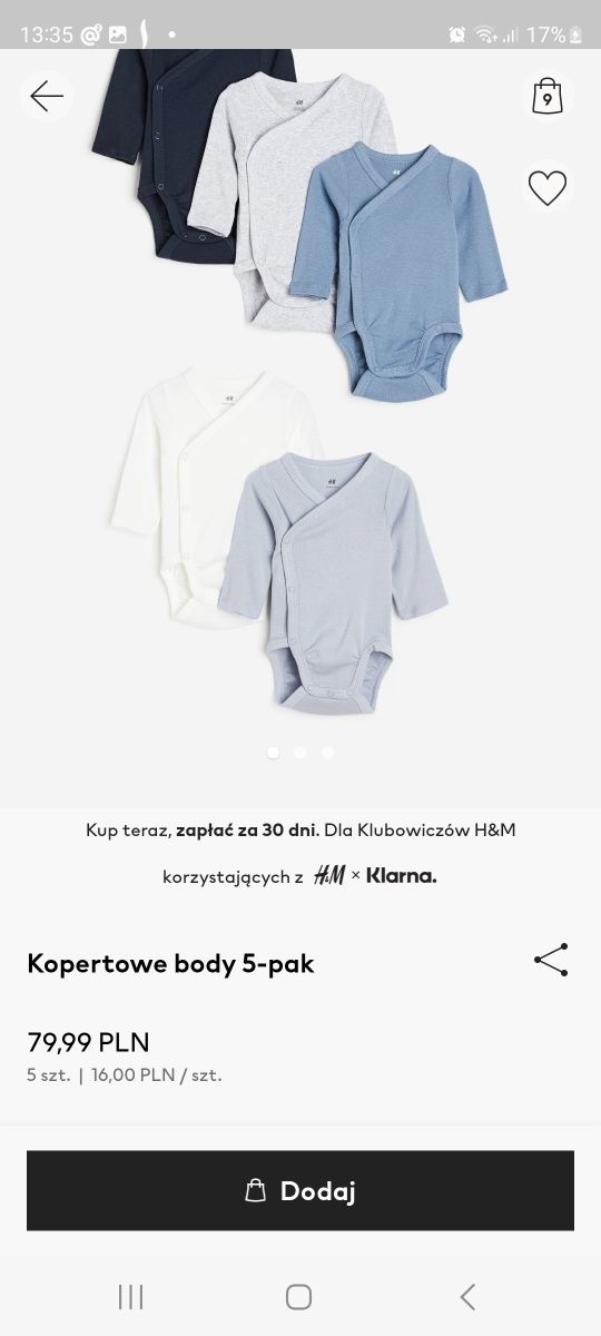 Body kopertowe h&m,długi rękaw  ,rozmiar 68