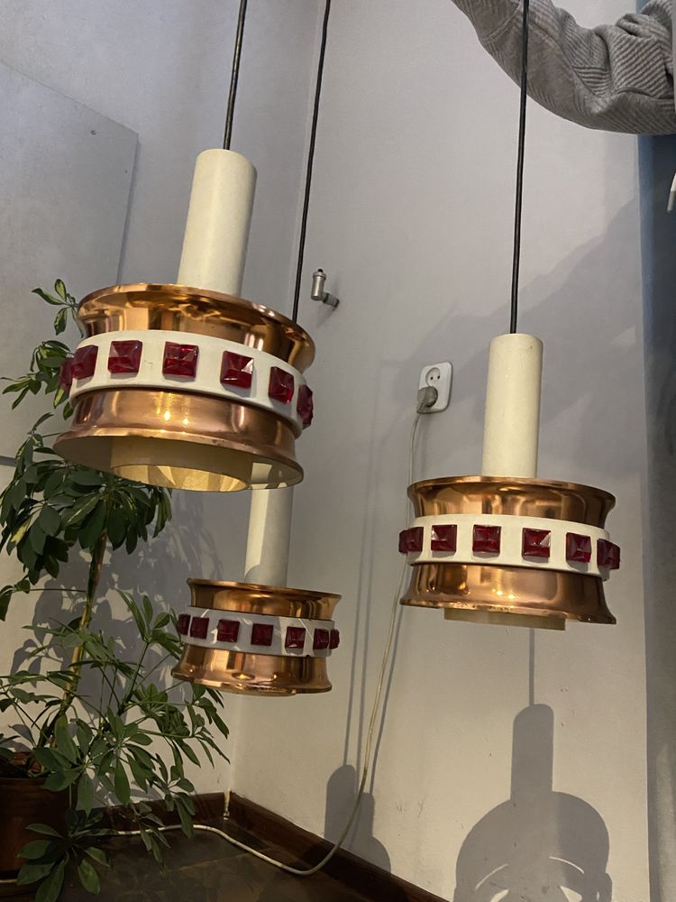 UNIKAT lampa wisząca sufitowa PRL unikatowy egzemplarz