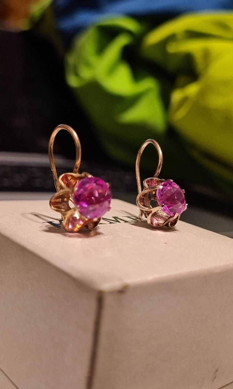 Серьги серебро 875 проба звезда СССР позолота