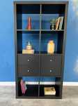 Regał IKEA KALLAX czarno-brązowy 2x4 + 2 wkłady z szufladami