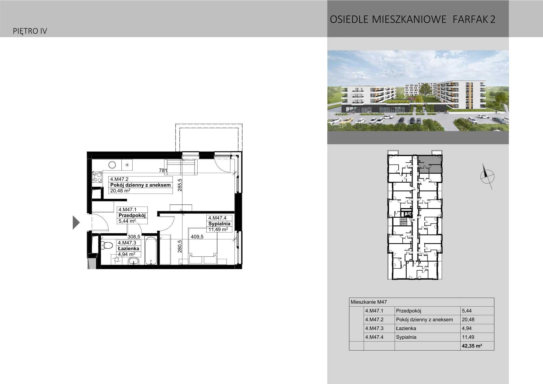 NOWE Mieszkanie 2-pokojowe /42,35m2/