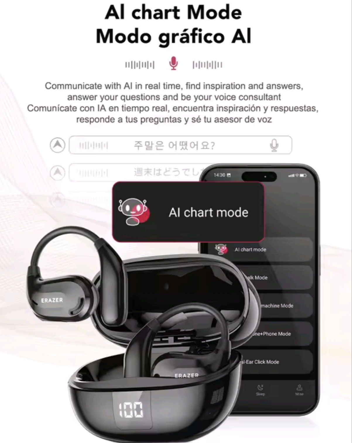 Наушники переводчик Erazer XT66 Pro Ai.