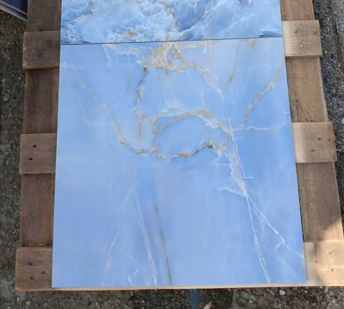 Матовая Голубая Плитка на Пол и Стены Onyx Blue 600х600 мм
