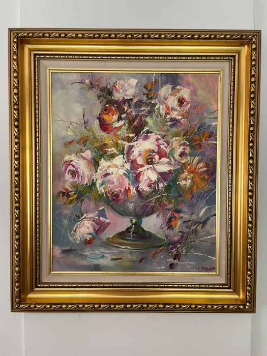 Obraz olejny duży – kwiaty Siergiej Borysowicz Masłow 1998 Wilno