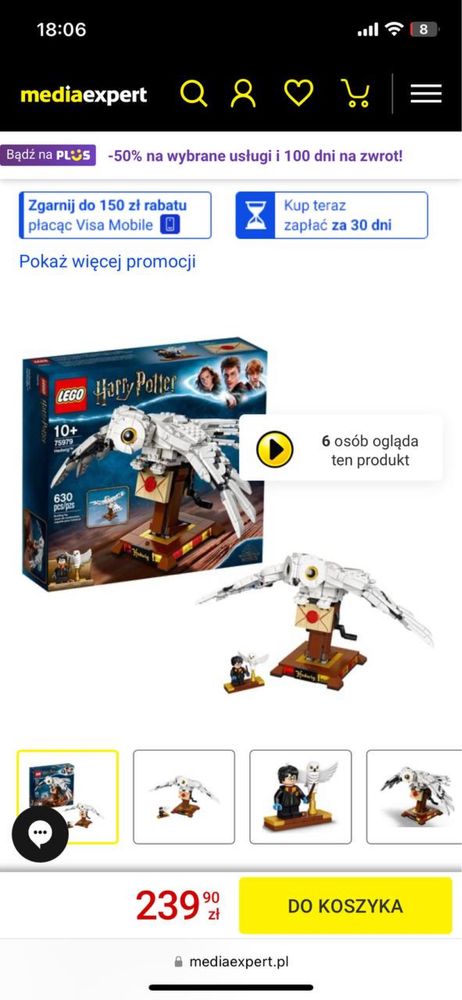 LEGO Harry Potter 75979 Hedwiga – Używany, Kompletny Zestaw