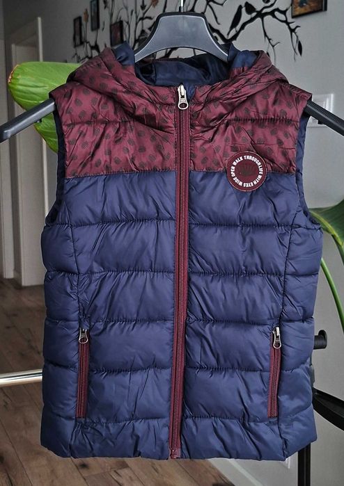 NOWY granatowy bezrękawnik granatowa kamizelka 128 Pepperts z kapturem