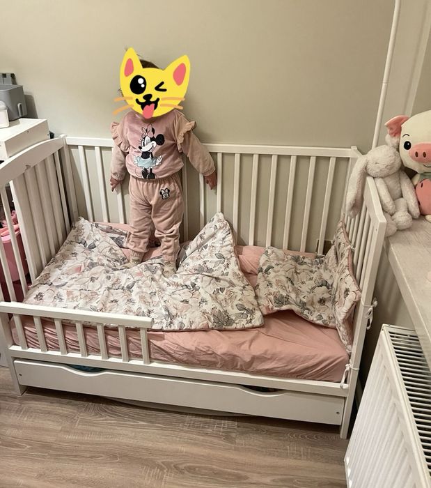 Łóżeczko niemowlęce 120x60 z szufladą + 15 cm materac