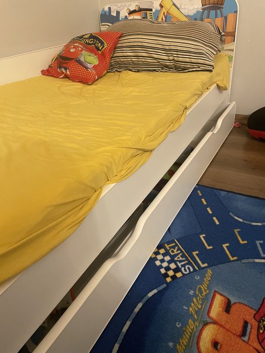 Łóżko 80x160 z szuflada dla małego fana koparki