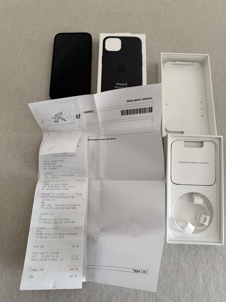 Iphone 14 128Gb Preto Com fatura