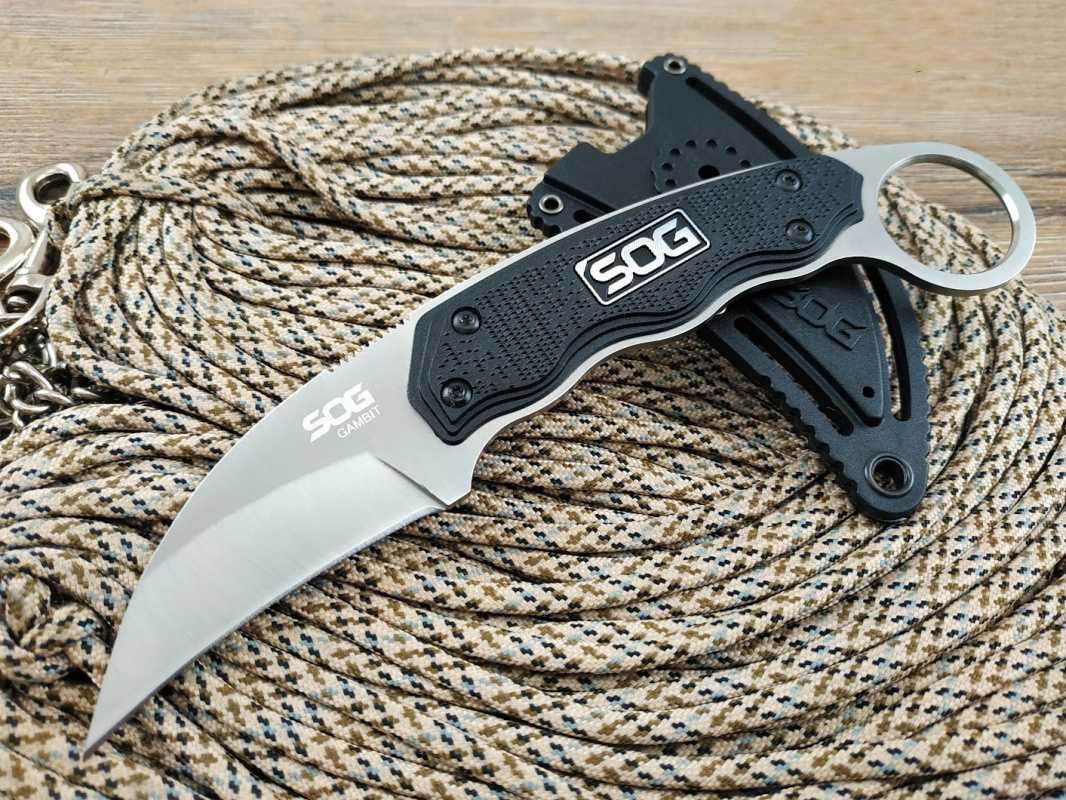 Нож керамбит SOG Gambit black с чехлом