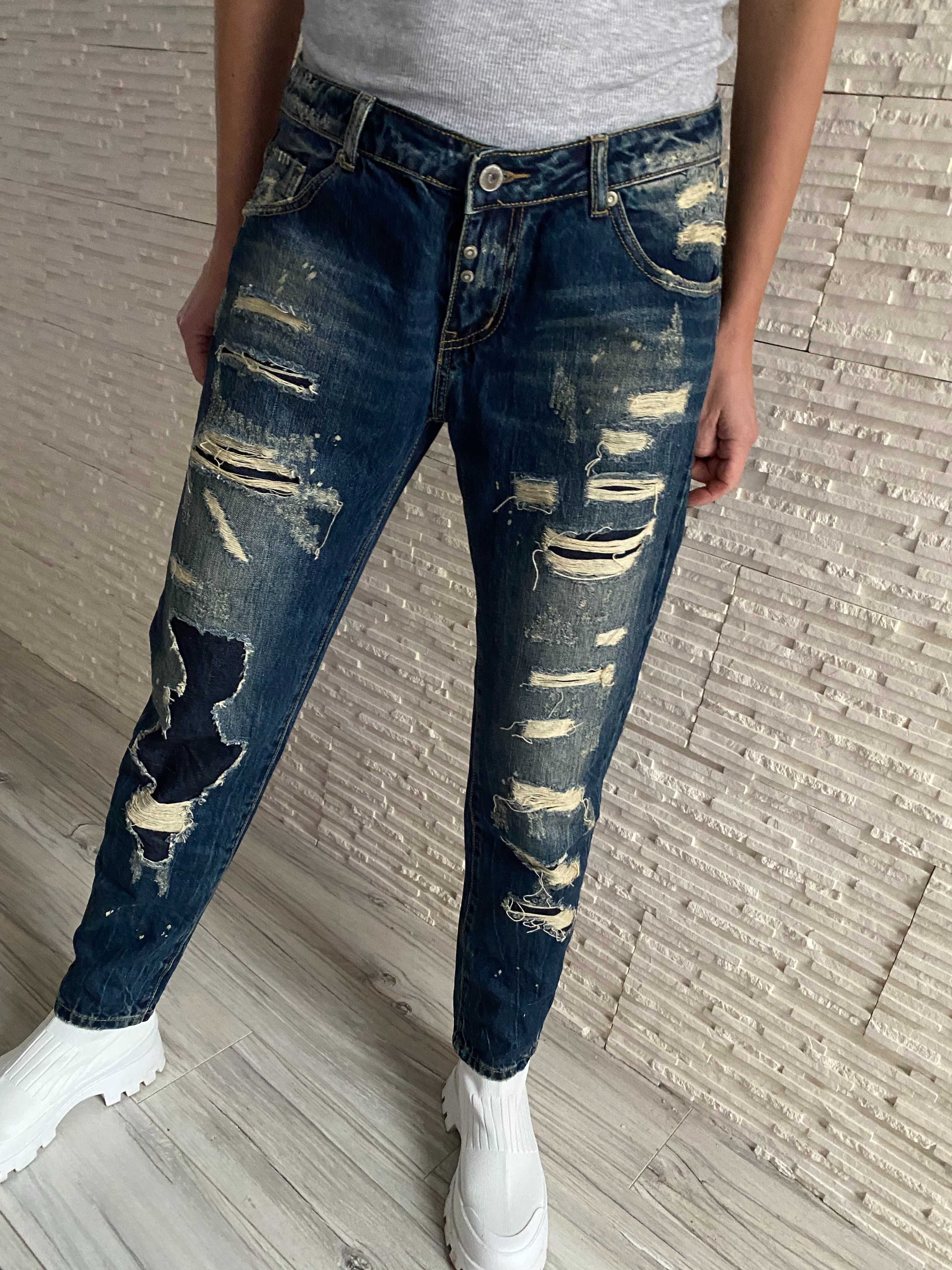 Wiya nowe genialne jeansy boyfriend _ dziury łatki M
