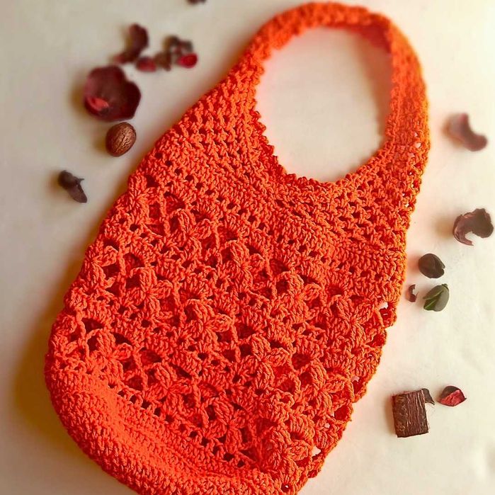 Ecobag em crochê vermelha