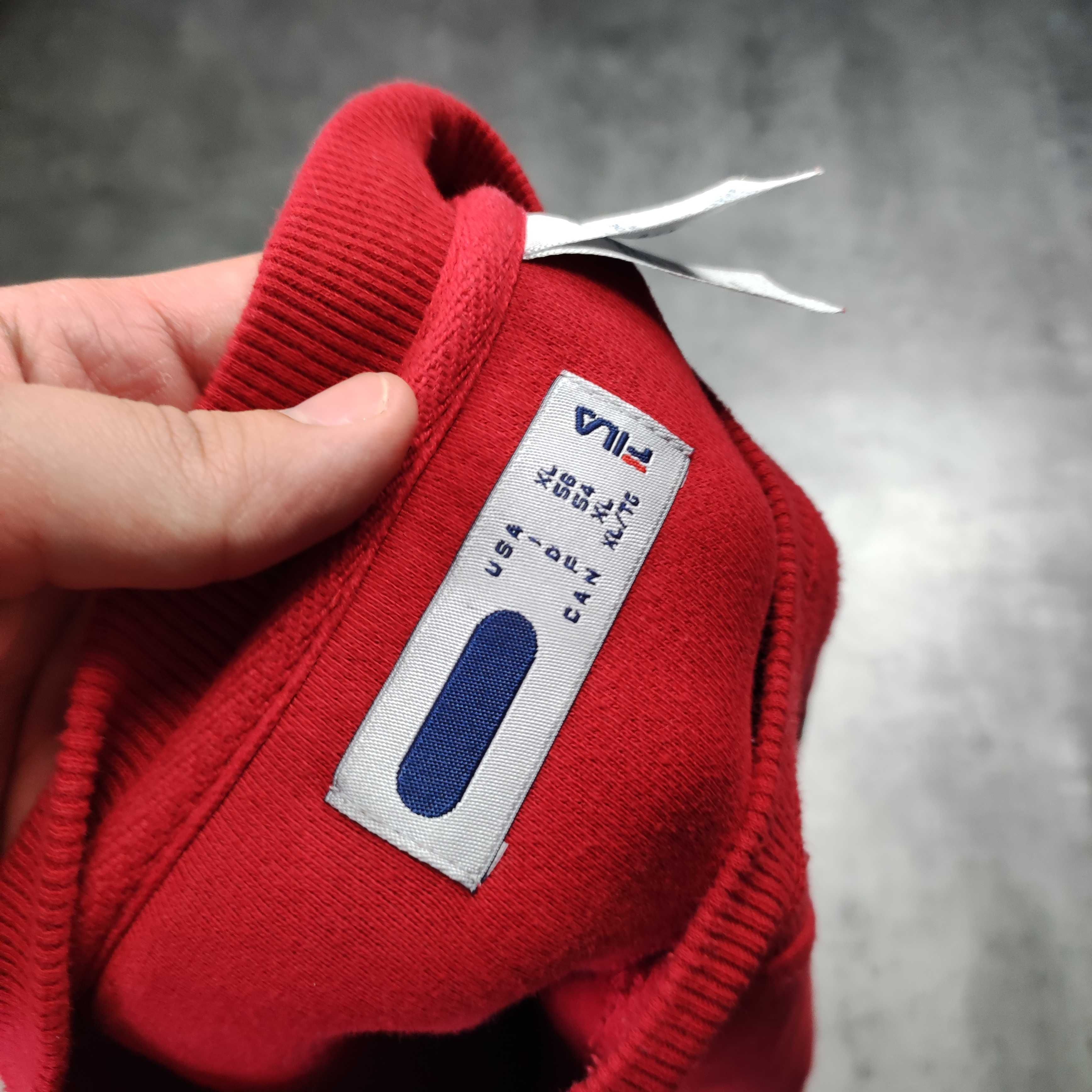 MĘSKA DUŻA Bluza bez Kaptura FILA Fila Czerwona Bawełna Ciepła Misio
