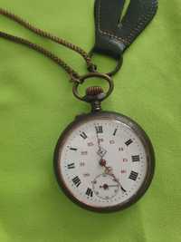 Zegarek kieszonkowy HP oksydowany z czasow I wojny światowej z dewizka