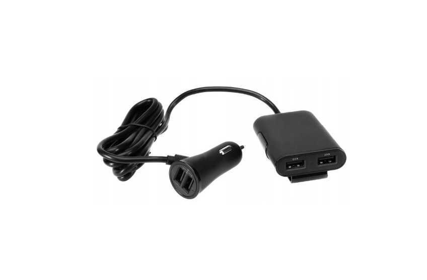 Rozgałęźnik ładowarka rozdzielacz 4 x port USB 4.8 A do auta 1,5 m