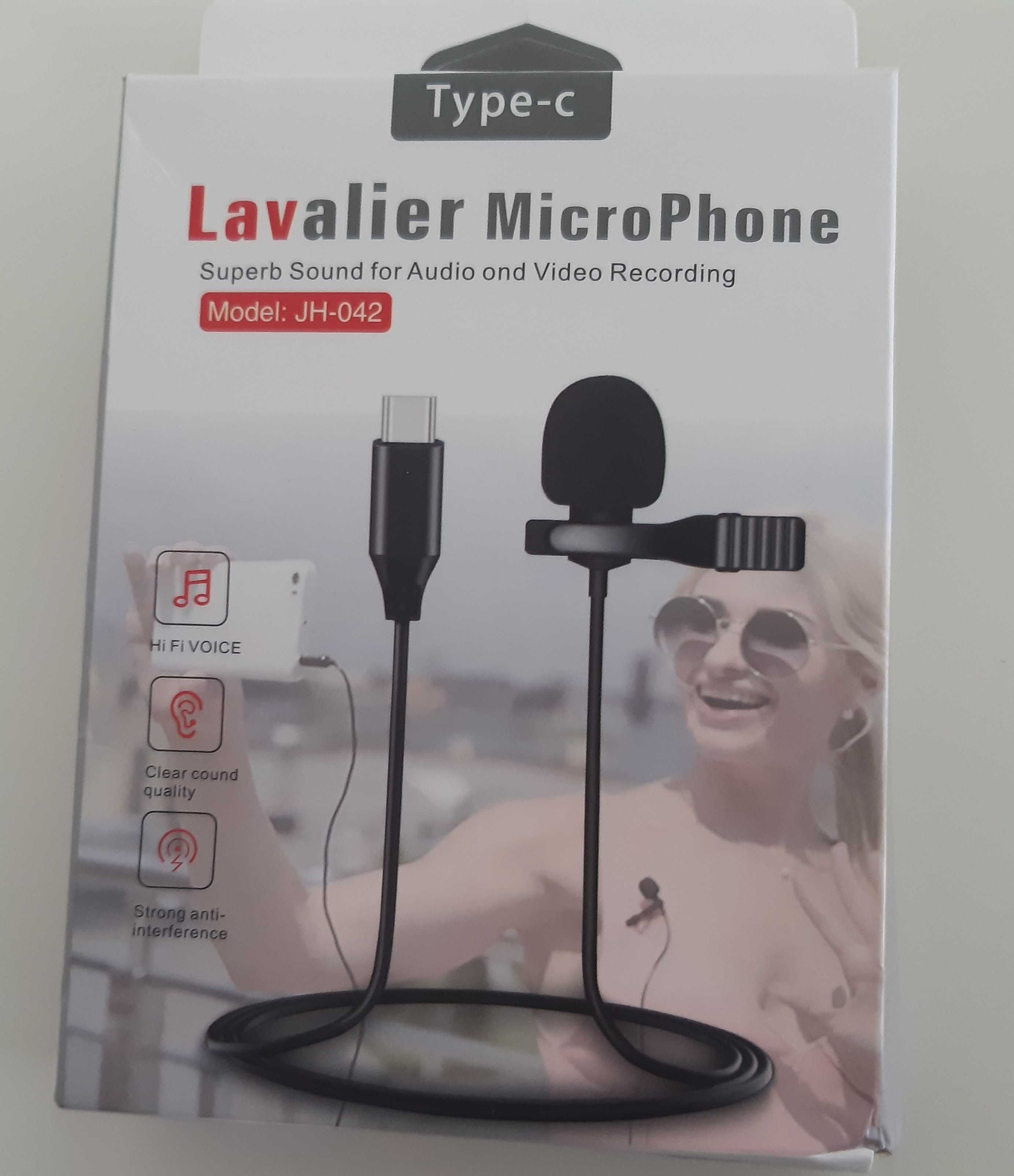 Microfone de Lapela c/ Clip Metal p/ Telemóvel USB-C Novo