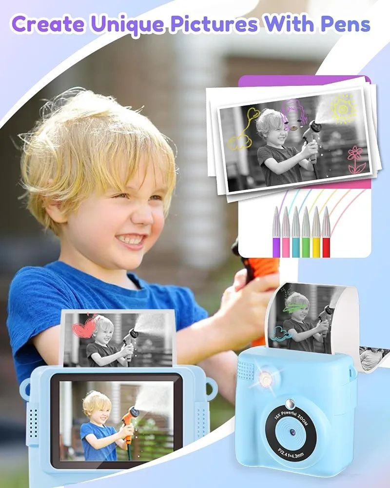 Aparat forograficzny dziecięcy natychmiastowy 1080p karta 32gb