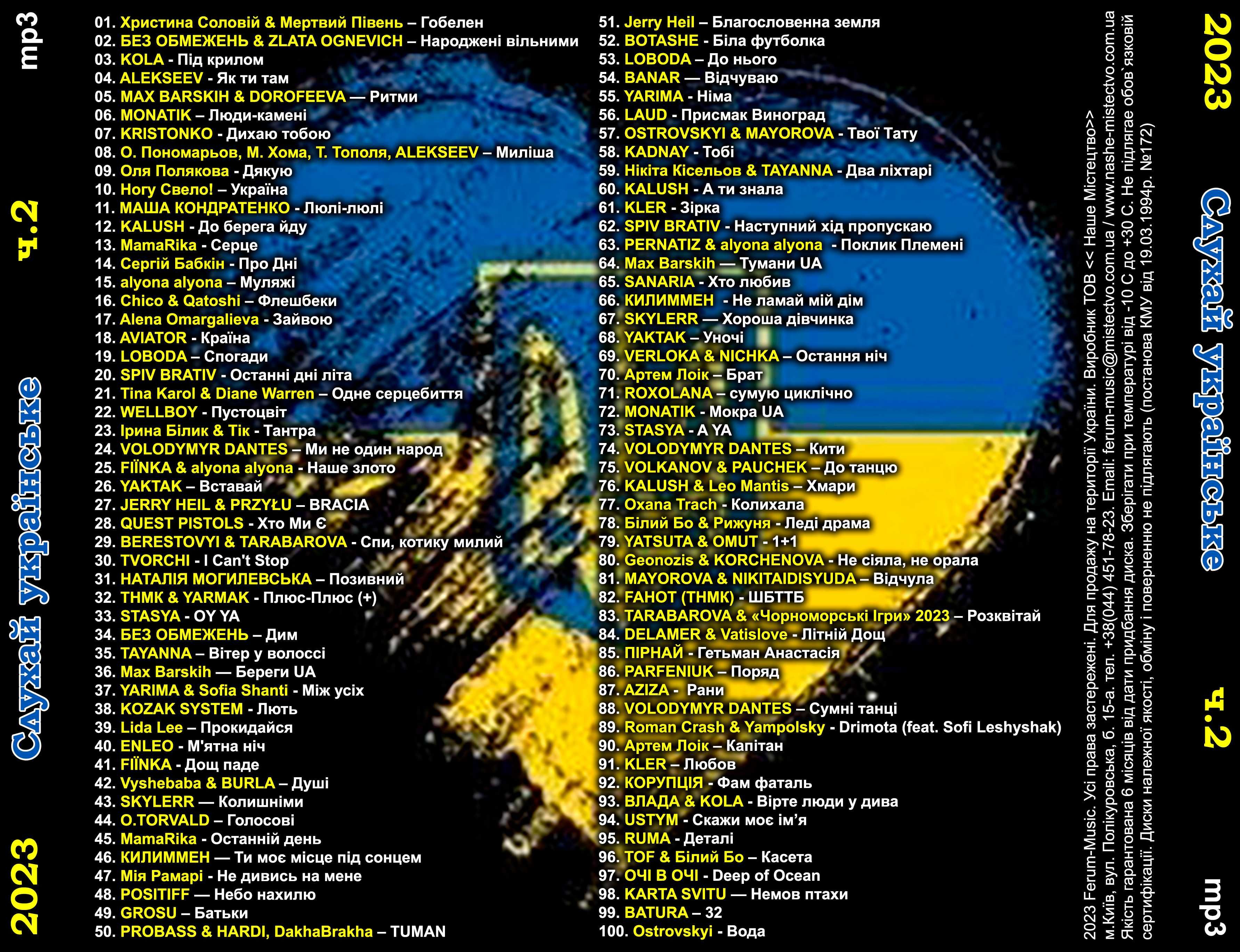 МУЗИКА: Сучасні українські пісні, диски (Нові), mp3, 2023!