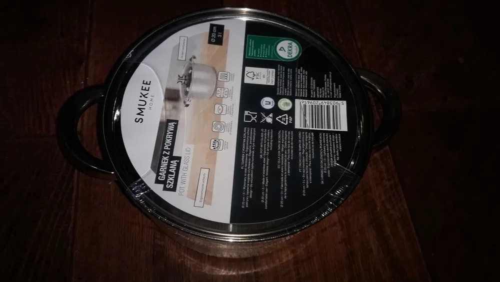 Garnek z pokrywą szklaną z stali nierdzewnej 4litry 4l 22cm