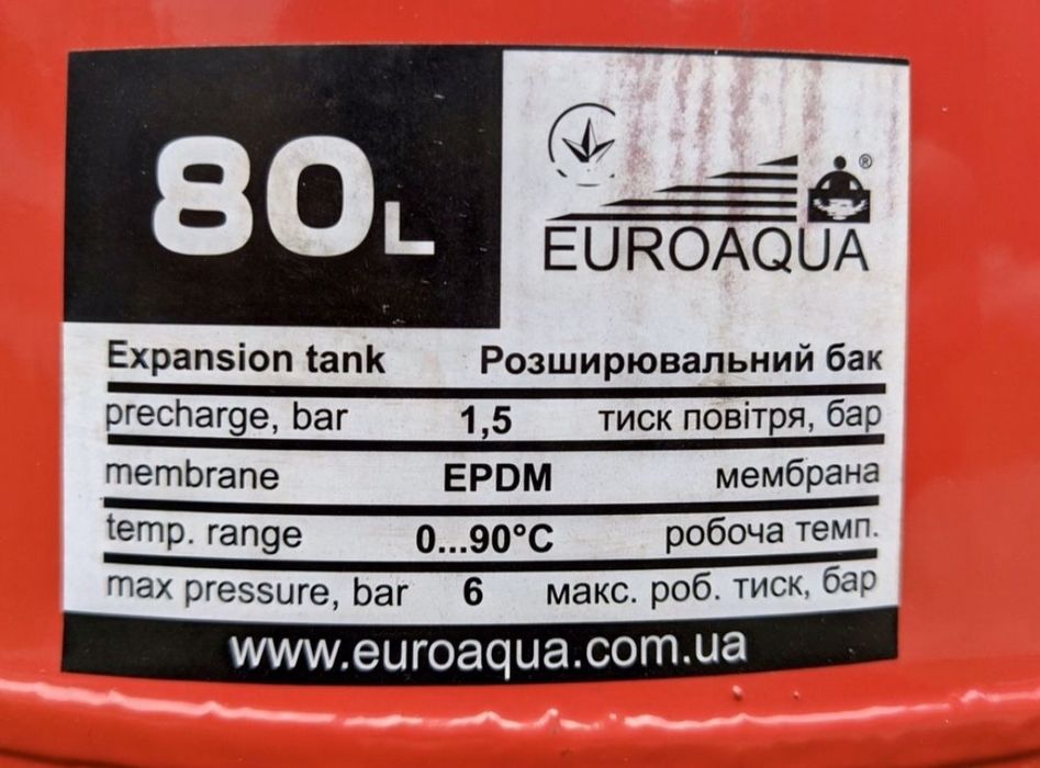 Мембранный расширительный бак "Euroaqua VT80" для системы отопления