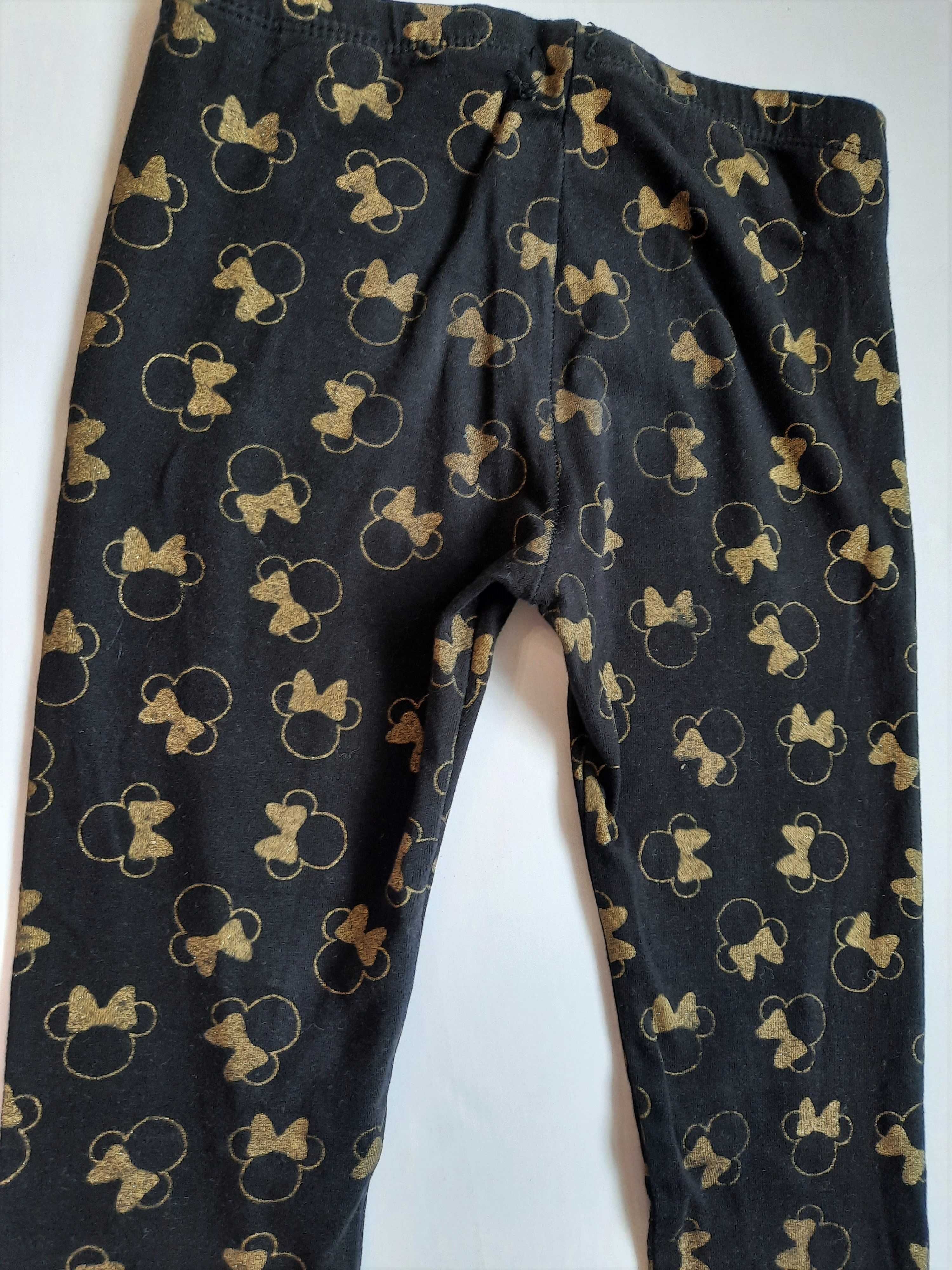 Legginsy z nadrukiem myszki Minnie Miki Mini roz 128 H&M czarne złote