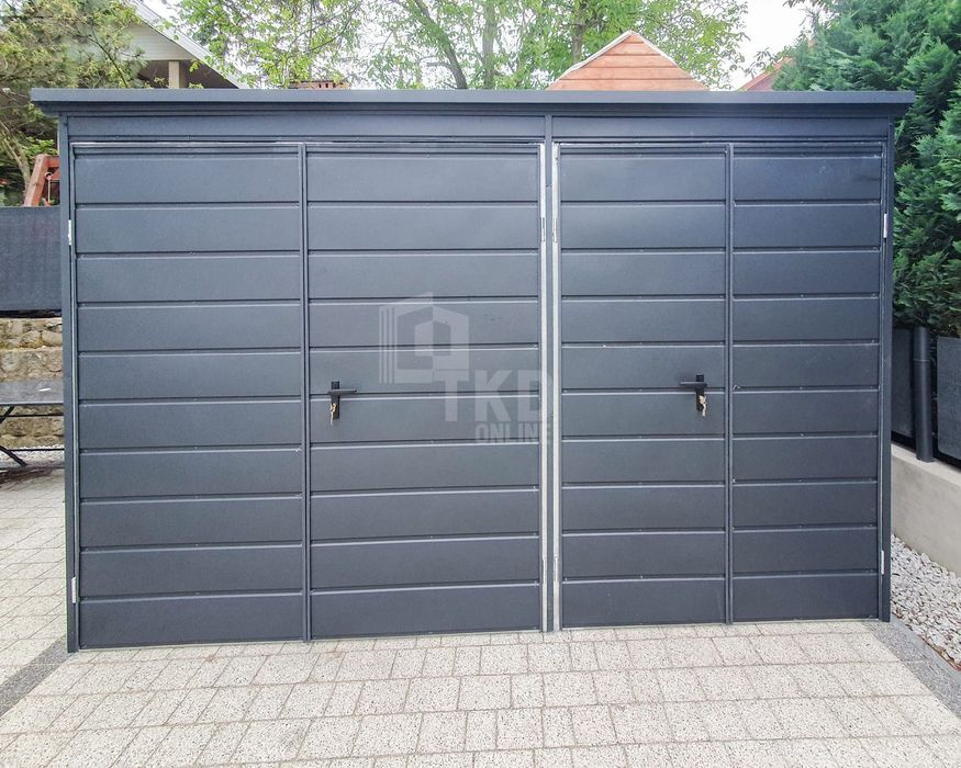 Schowek - Domek Ogrodowy 3,5X2M 2X Brama Dwuskrzydłowa Antracyt Tkd226