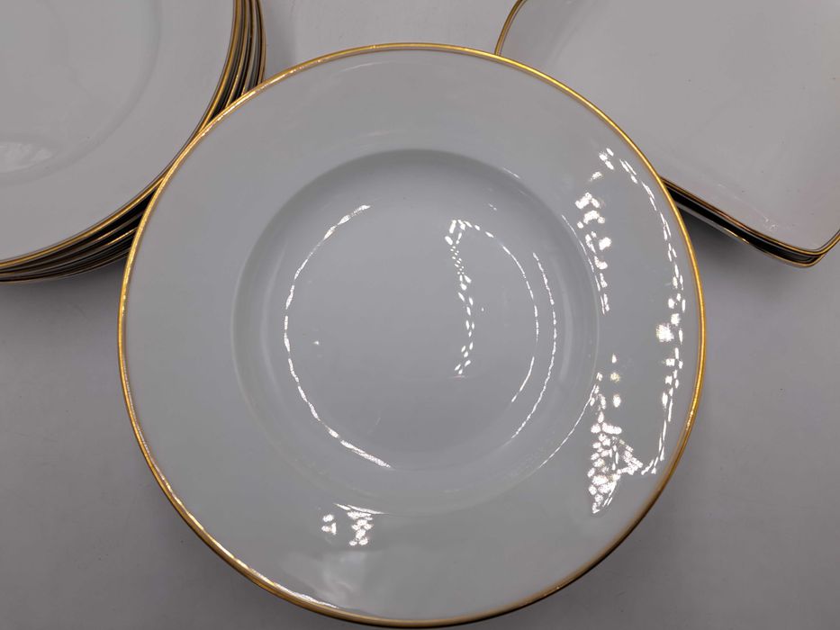 Talerz obiadowy Rosenthal Selb Bavaria biały złocenia 2 paski