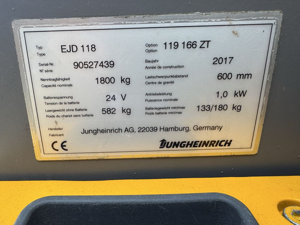 Електричний штабелер візок Jungheinrich EJD 118 166ZT