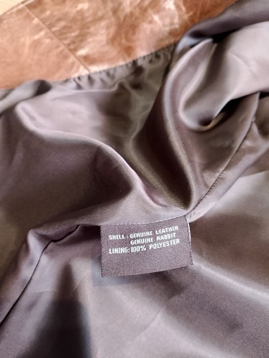 Brązowy Damski Skórzany Płaszcz Guess