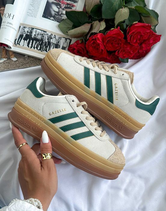Кросівки Adidas Gazelle Bold Beige/Green premium