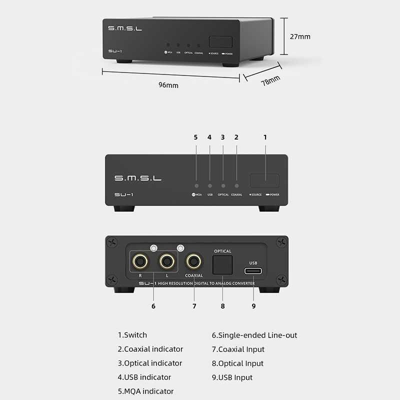 ⇒ SMSL SU-1 - ЦАП DAC, внешняя звуковая карта на AK4493S 768kHz DSD512