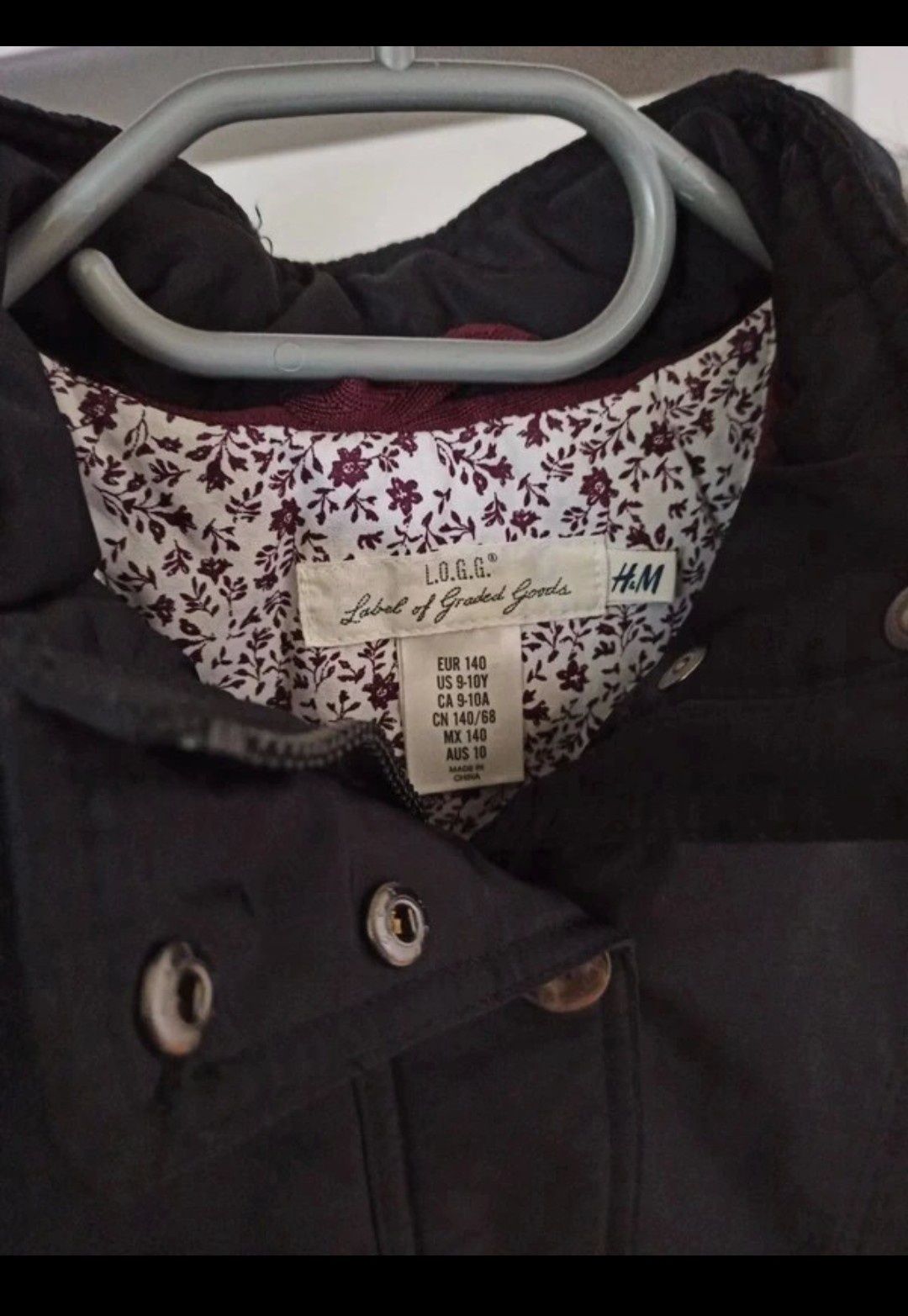 Kurtka parka z futerkiem i kapturem H&M ciepła zimowa dziewczęca 140