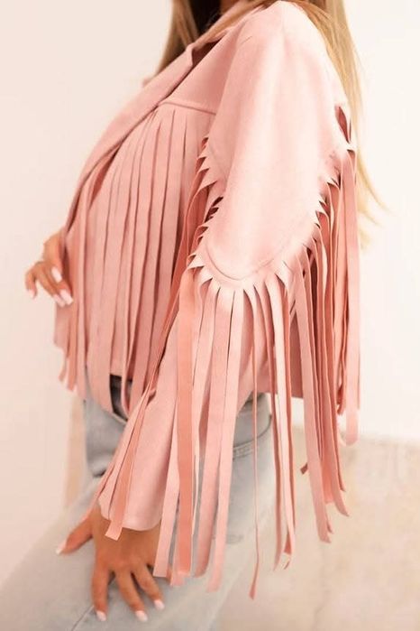 Kurtka damska z zamszu z frędzlami duzo kolorów s m l