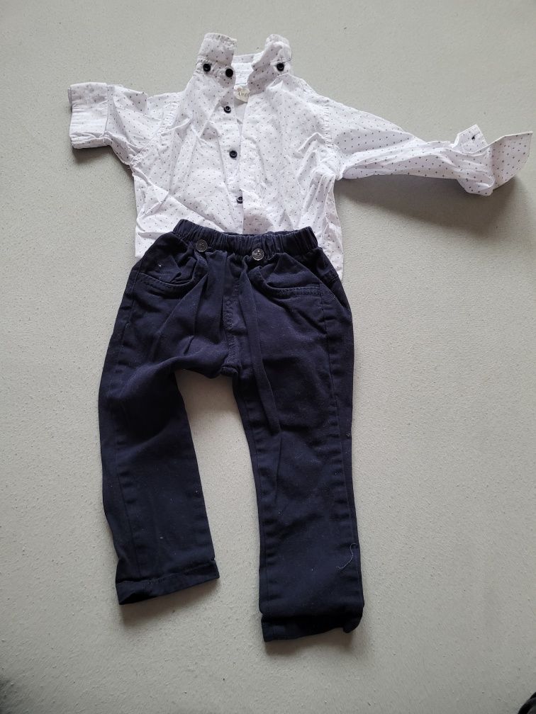 2 Komplety koszulobody i spodnie eleganckie 80-86