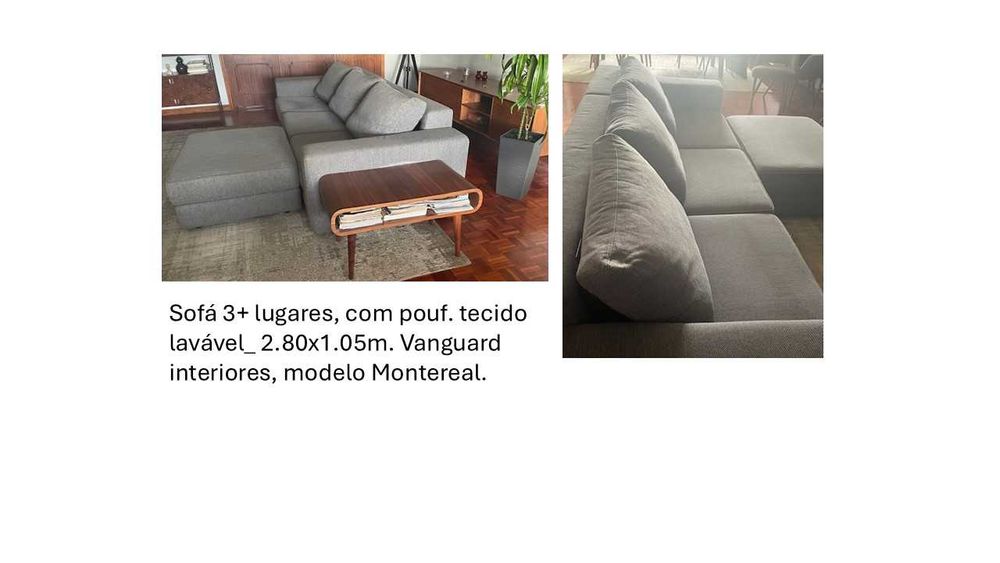 Sofá VANGUARD com pouf e apoios de cabeça rebatíveis.