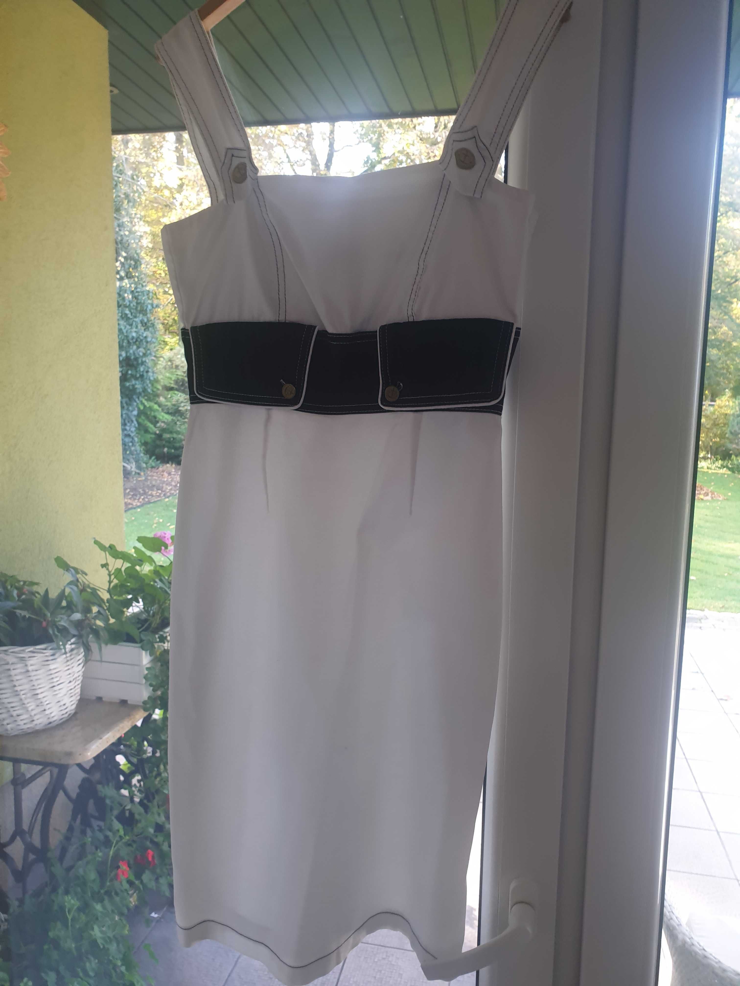 Sukienka biało-niebieska styl Marino rozm L(40)