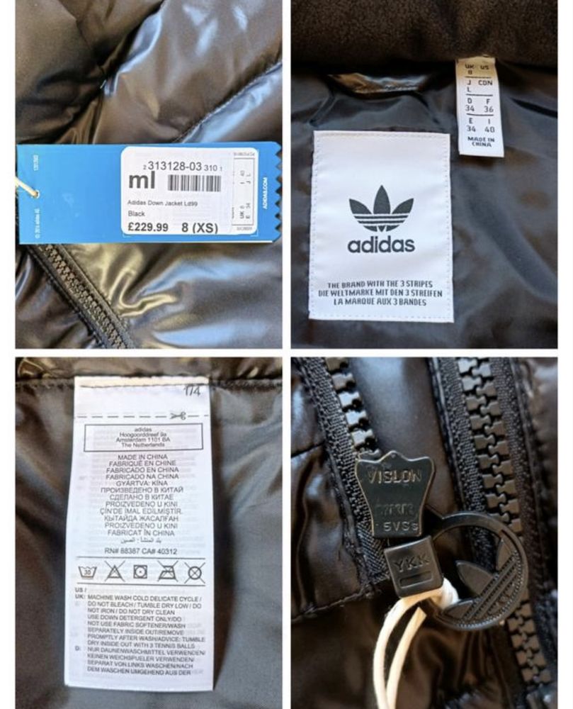 Зимова жіноча куртка пуховик adidas originals down чорна
