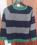 Camisola de Malha verde, azul e cinza, para rapaz, 8 anos