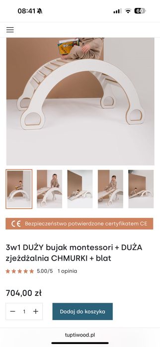 DUŻY bujak montessori + DUŻA zjeżdżalnia CHMURKI + blat + krzesełko