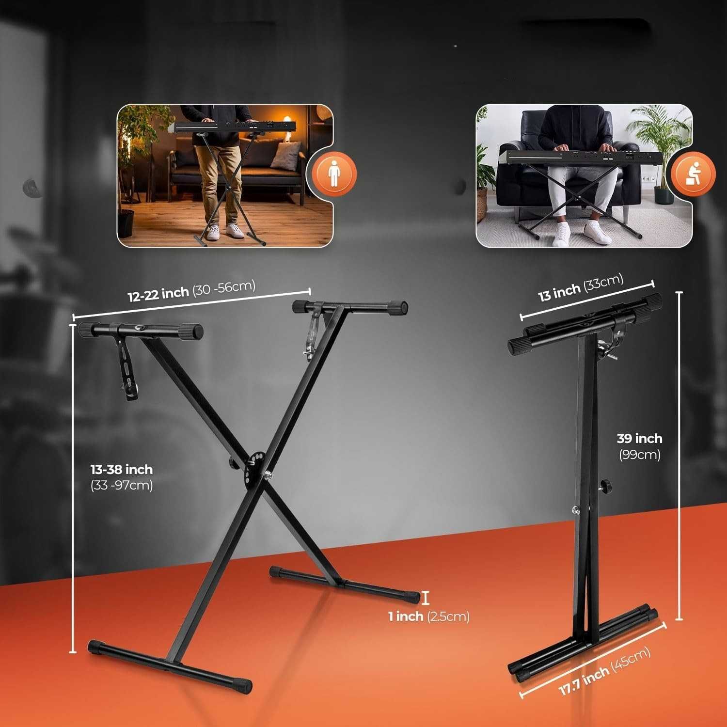 Statyw X do keyboardu , 7-stopniowy, składany, regulowany
