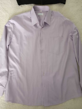 Jasno fioletowa liliowa koszula męska, długi rękaw L