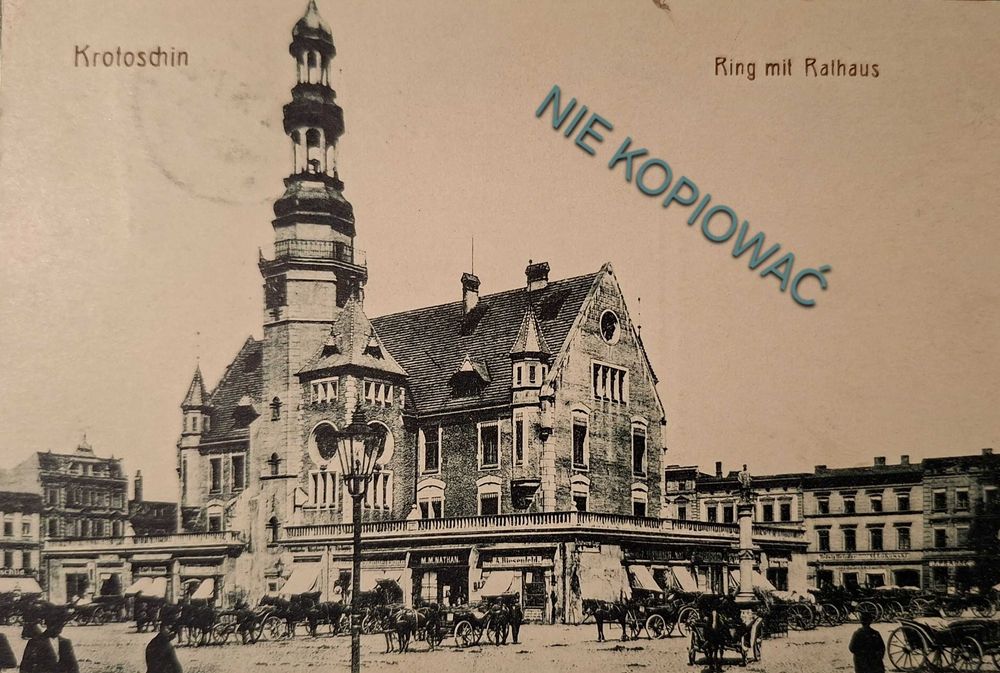 Pocztówka rynek i ratusz Krotoszyn 1916