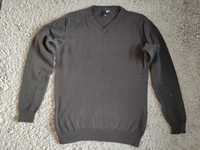 Sweter H&M brązowy V-neck z dekoltem w serek rozmiar M