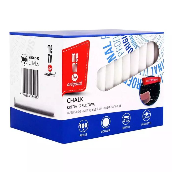 Kreda tablicowa biała 100szt MemoBe. MemoBe. Nowy Produkt