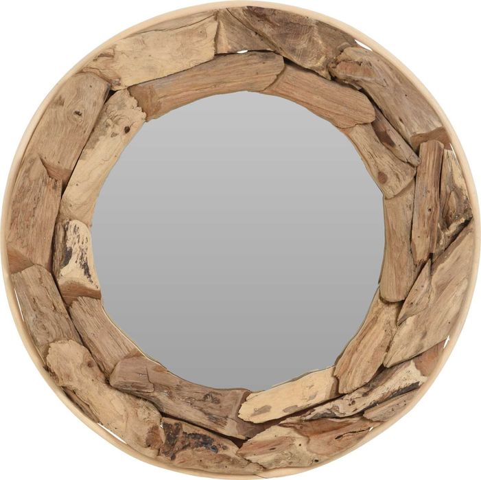 Lustro okrągłe z drewna tekowego