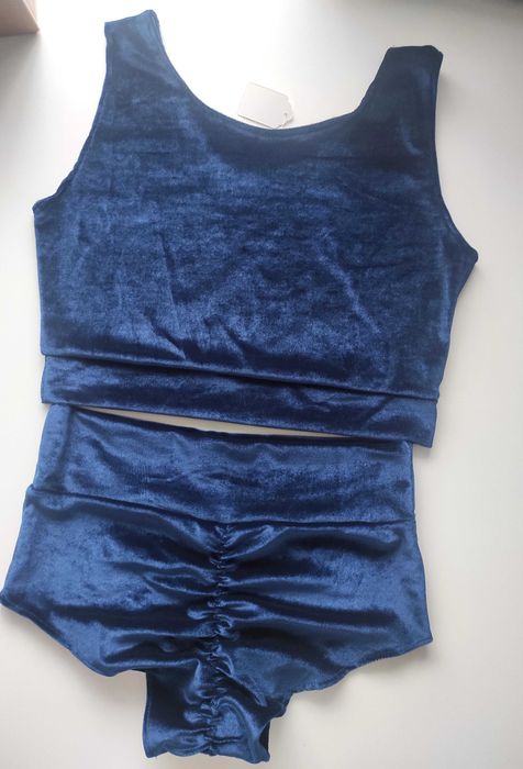 Strój pole dance granat welurowy  komplet do tańca twerk 120 zł