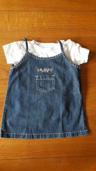 Dopodopo Mini urocza spódniczka miękki denim haft + t - shirt r 74